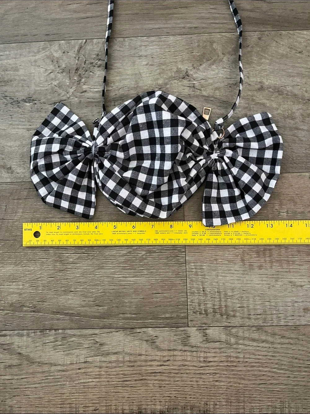 Cute Black and White Gingham Bow Candy-Shape Crossbody Bag